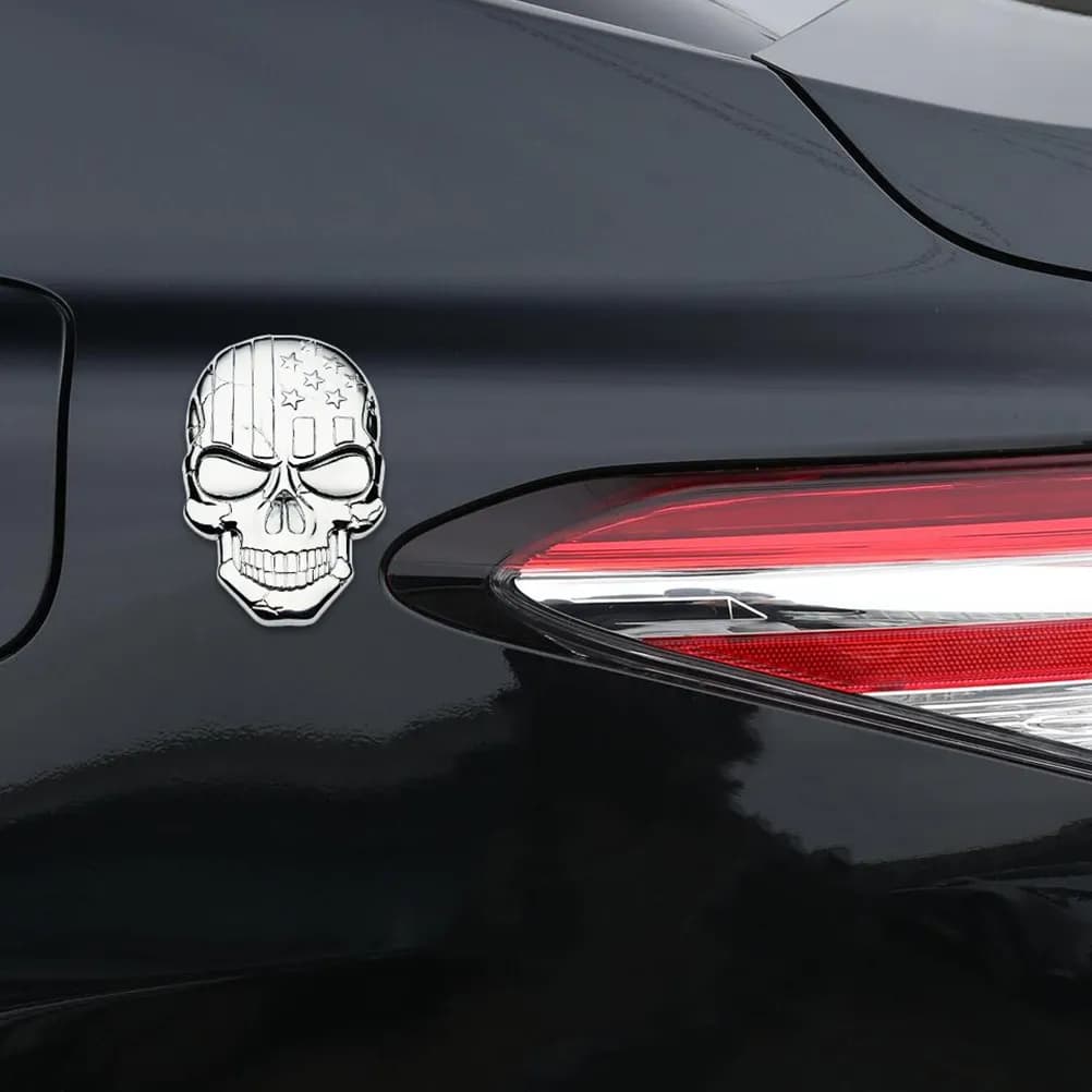 1 Pezzo Emblema Auto 3D in Lega di Zinco, Adesivo Personalizzato a Forma di Teschio, Logo Decorativo per Auto, Distintivo per Paraurti, Bagagliaio, Portiera