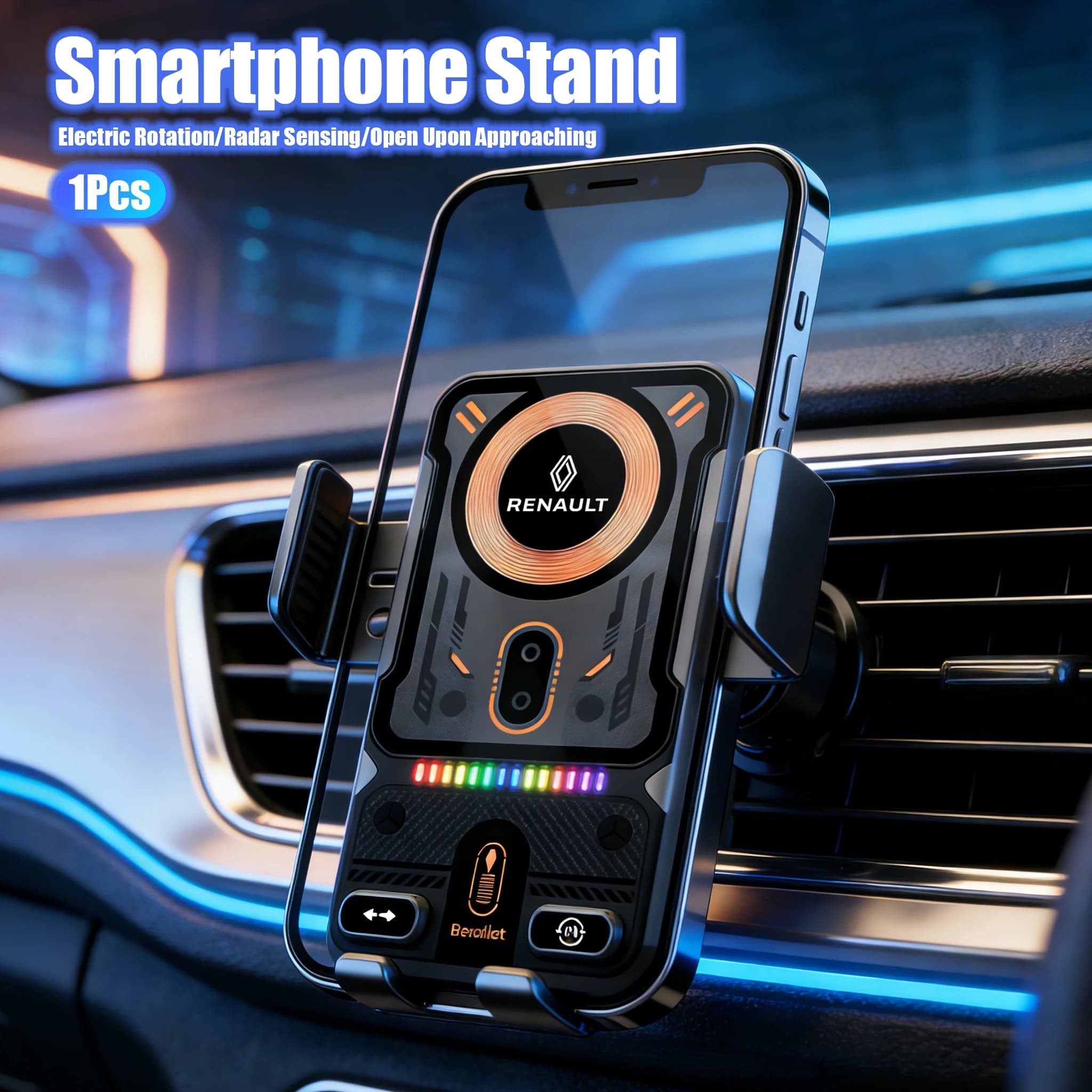 Car telephone support with intelligent 360° wireless charging Support for Renault Clio Sandero Captur Megane R5 4 E-tech