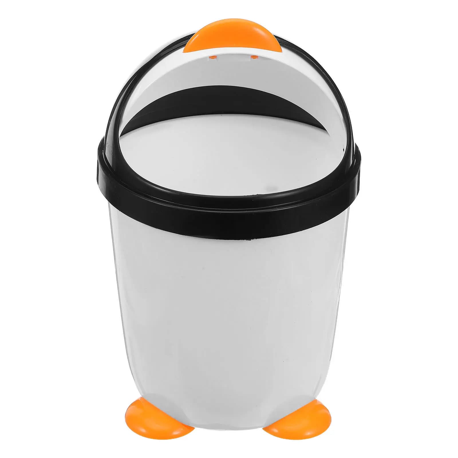 Cestino per Rifiuti da Scrivania con Coperchio Oscillante a Forma di Pinguino, Piccolo Cestino in Plastica per Ufficio, Camera da Letto, Auto, Casa, Stanza dei Bambini