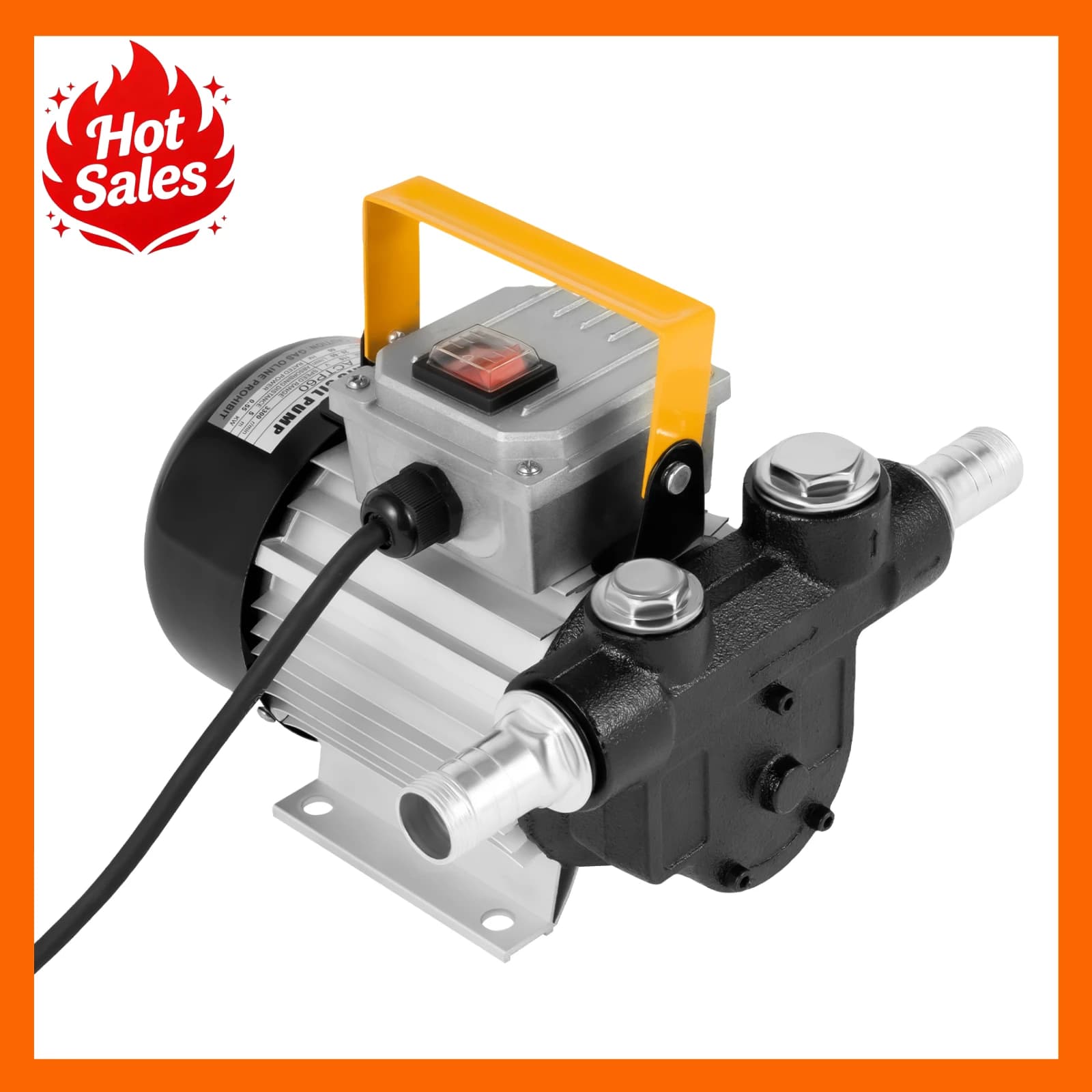 Bymaocar ransfer Pump Fuel Pump 110V US Plug Self Priming Pump Bypass Valve Continuous Work Self Start System Copper Coil Moisture Dust Proof Waterproof Switch Protector Cast Iron Anti Corrosion Anti Rust for Engineering Vehicle Fuel Transfer