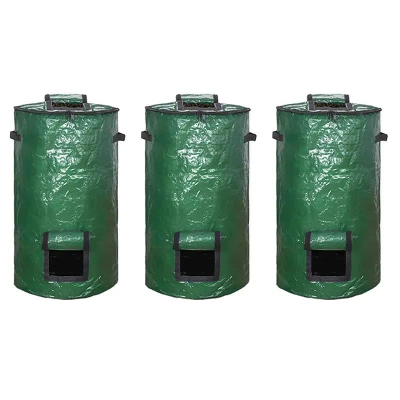 Sacchetto per Compostaggio ABUİ-3X, Contenitore per Compost con Chiusura Ermetica, Sacchetto per Compostaggio di Foglie e Rifiuti da Giardino