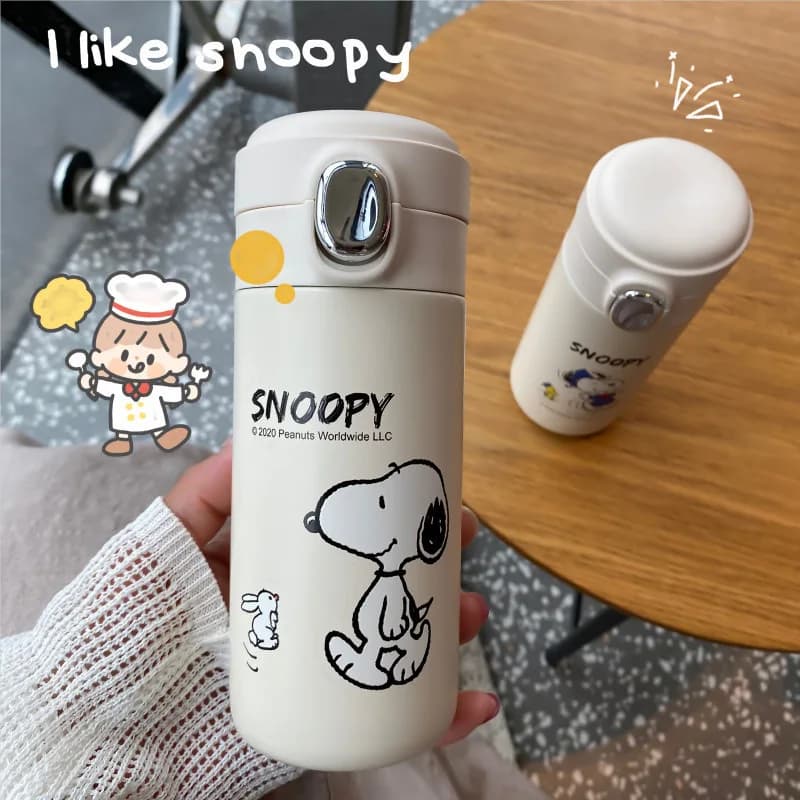 Snoopy 304 Stainless Steel Thermos Pop-Up Lid Straight Drink Cup Portable Student Water Bottle for Boys Girls Wholesale