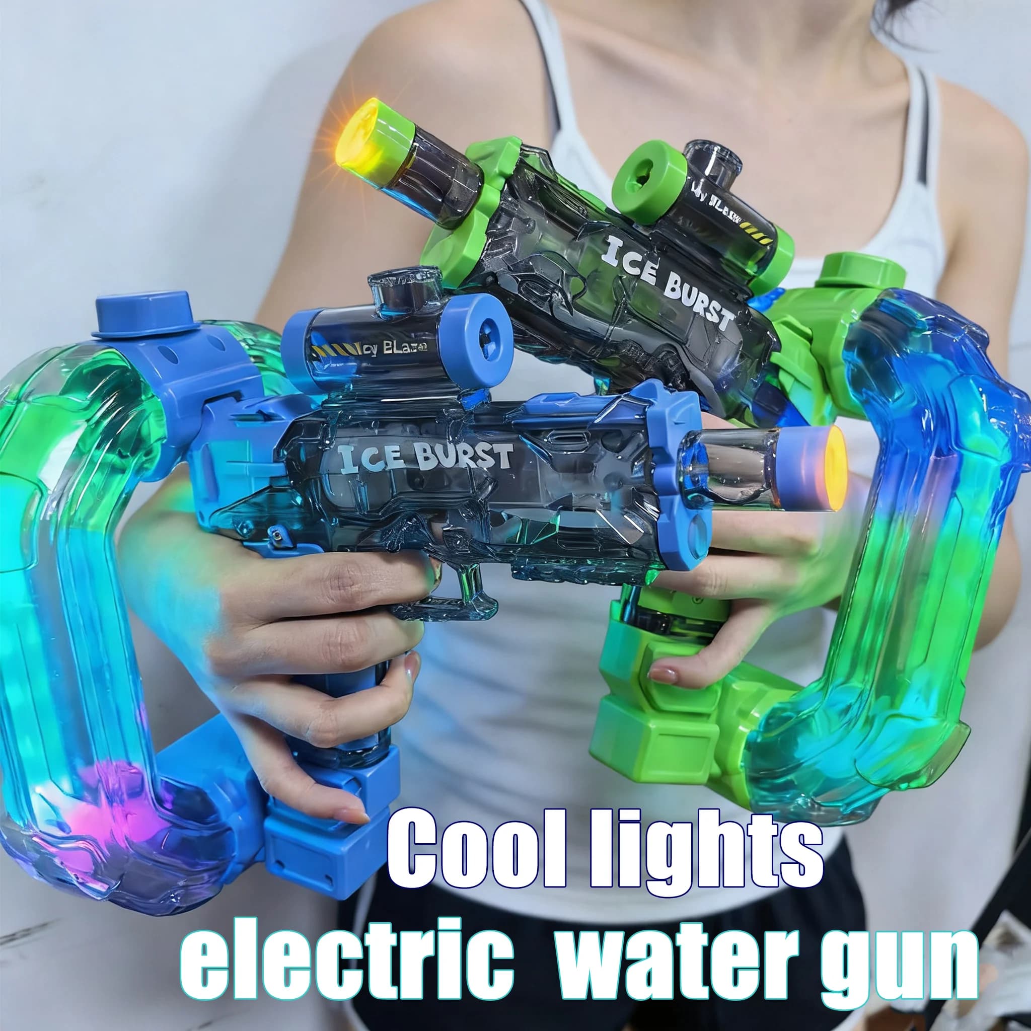Ring Shape Electric Water Gun, Children's Summer Toy with Colorful Lights and Sounds, Open Activity Gift