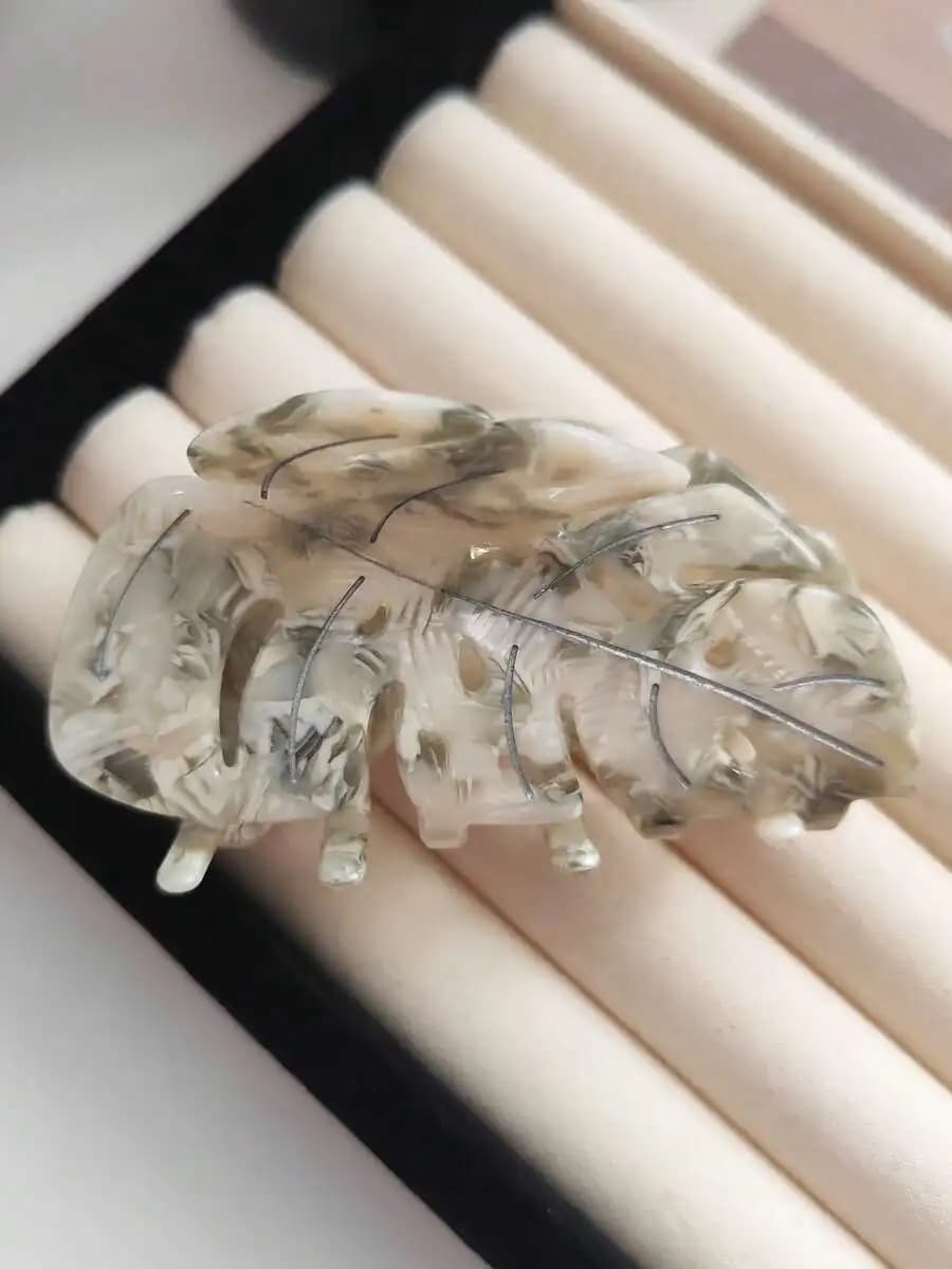 Fermaglio per capelli con design a foglia in acetato per donna, alla moda, per l'uso quotidiano