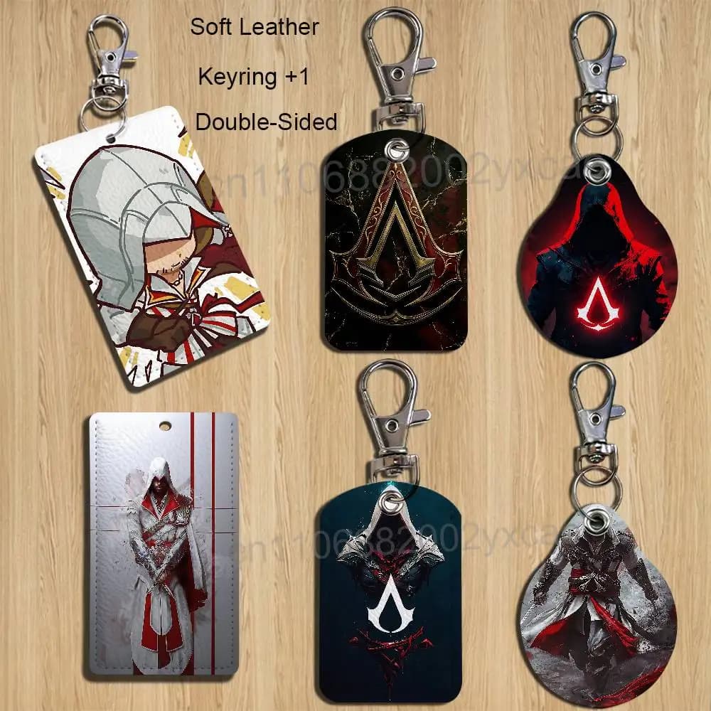 Keyring and Holder Rectangular Ezio Auditore AC Assassin's Creed in Leather with Key Ring