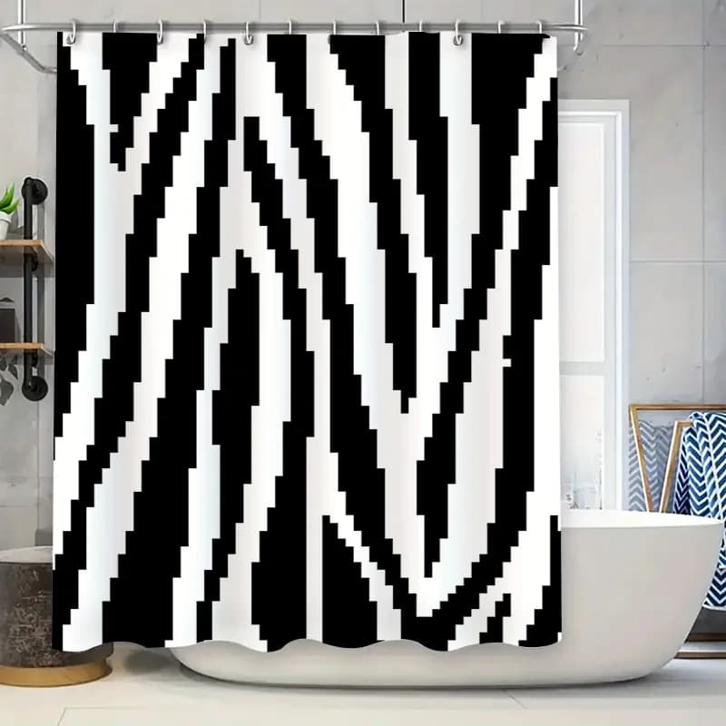 Tenda da doccia moderna nera bianca Tappeto da bagno impermeabile Decorazione Decorazioni per la casa Accessori per il bagno