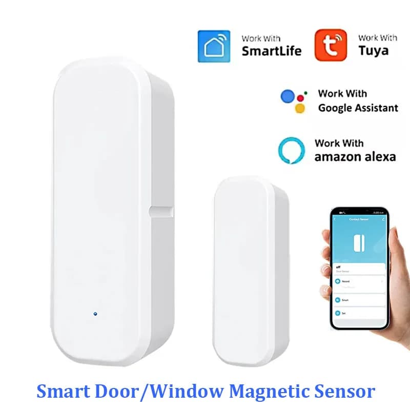 App Smart Life Sensore porta WiFi Sensore finestra Rilevatore di apertura/chiusura Rilevatore di allarme di protezione di sicurezza compatibile con Alexa