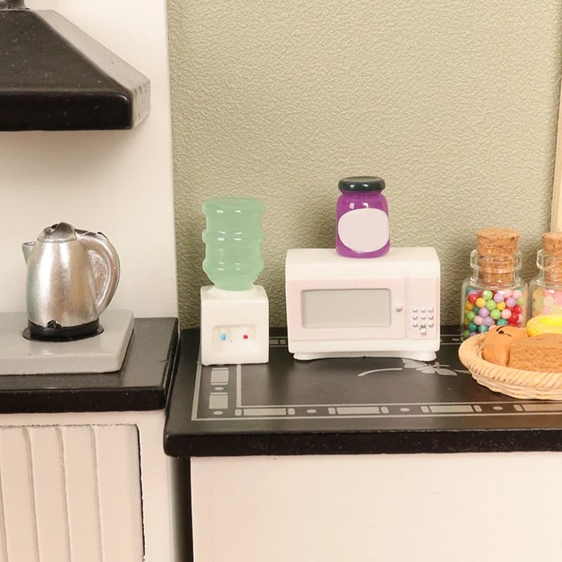 1Set 1:12 doll house water kettle miniature fountain wave oven Micro kitchen electric furniture toy doll house accessories