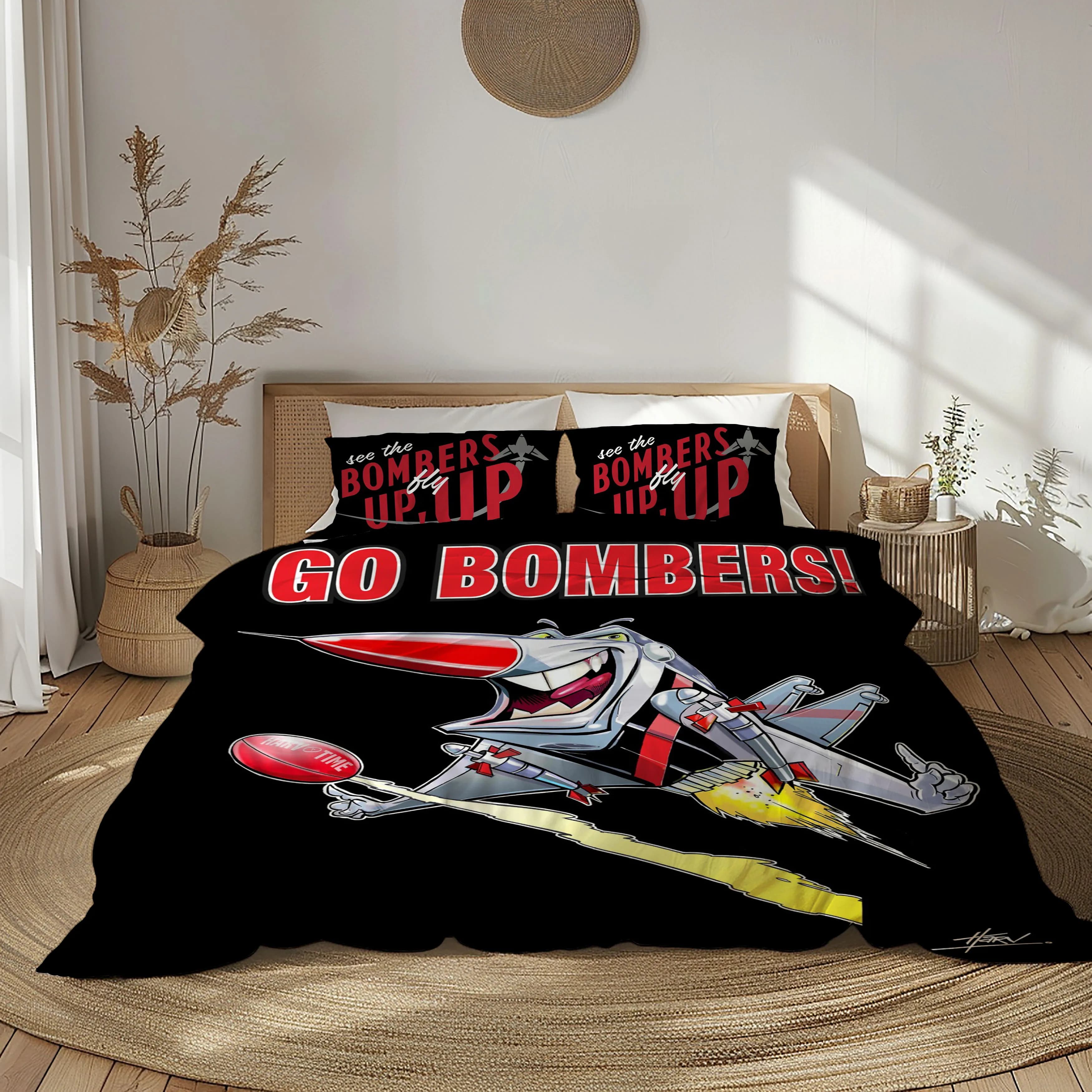 Set copripiumino GO Essendon Bombers Fanart, set biancheria da letto per letto singolo, matrimoniale, king size, queen size