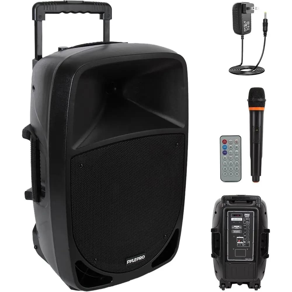 Altoparlante PA Bluetooth Portatile da 1200W con Subwoofer da 12'', Indicatore LED della Batteria, Batteria Ricaricabile, Lettore MP3/USB/Scheda SD
