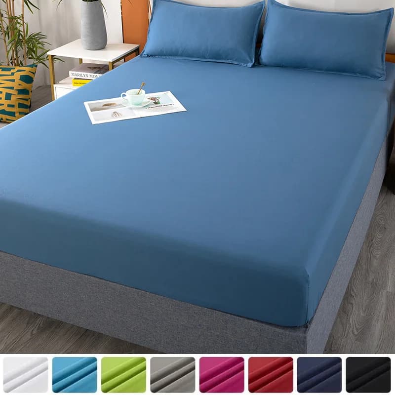 Sheet with corners of soft cotton with elastic bands Non-slip cover in solid color Bed Sheet King Queen 140/160/200