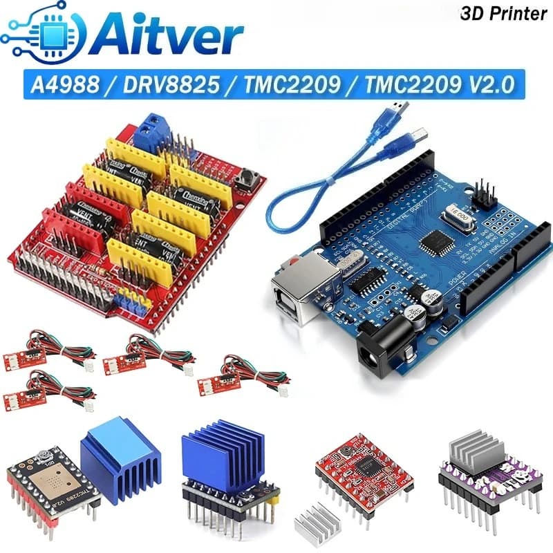 A4988 DRV8825 TMC2209 TMC2209 Kit driver V20 con UNO R3 e CNC Shield V3 per macchina CNC e stampante 3D Finecorsa opzionale