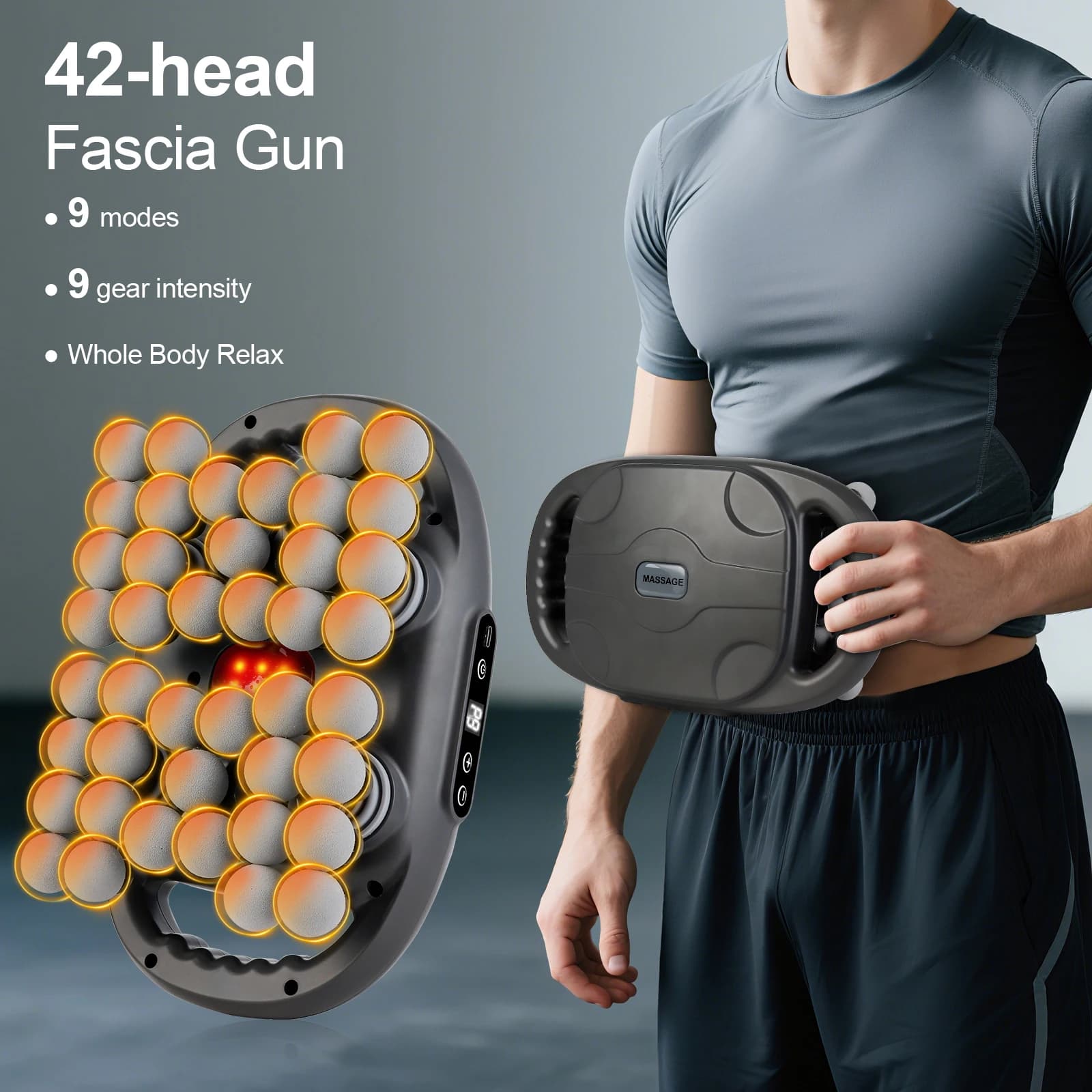 Deep massage device with high frequency vibration for 42-head band gun to relax the body muscles of the back leg of shoulder waist
