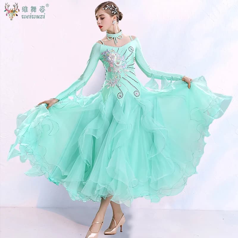 Ballo da sala di fascia alta AB Pietre Abbigliamento da competizione Grande abito altalena Rumba Valzer Tango Costume da spettacolo di danza moderna