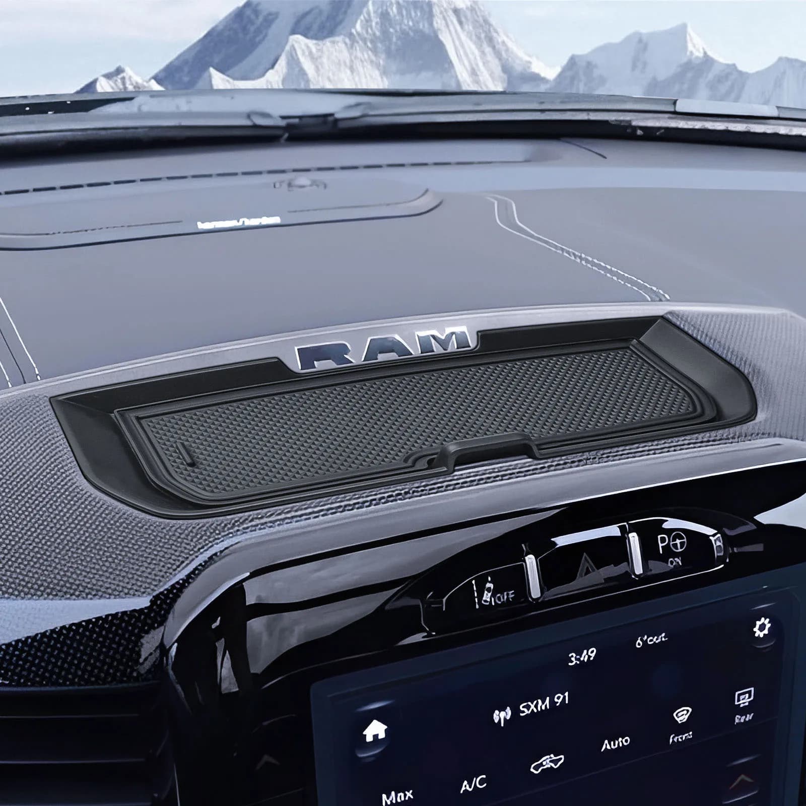 Center Console Dashboard Storage Cover for 2019-2025 2026 Dodge RAM 1500 Dash Tray Behind Screen 12-Inch Screen ONLY Storage Box