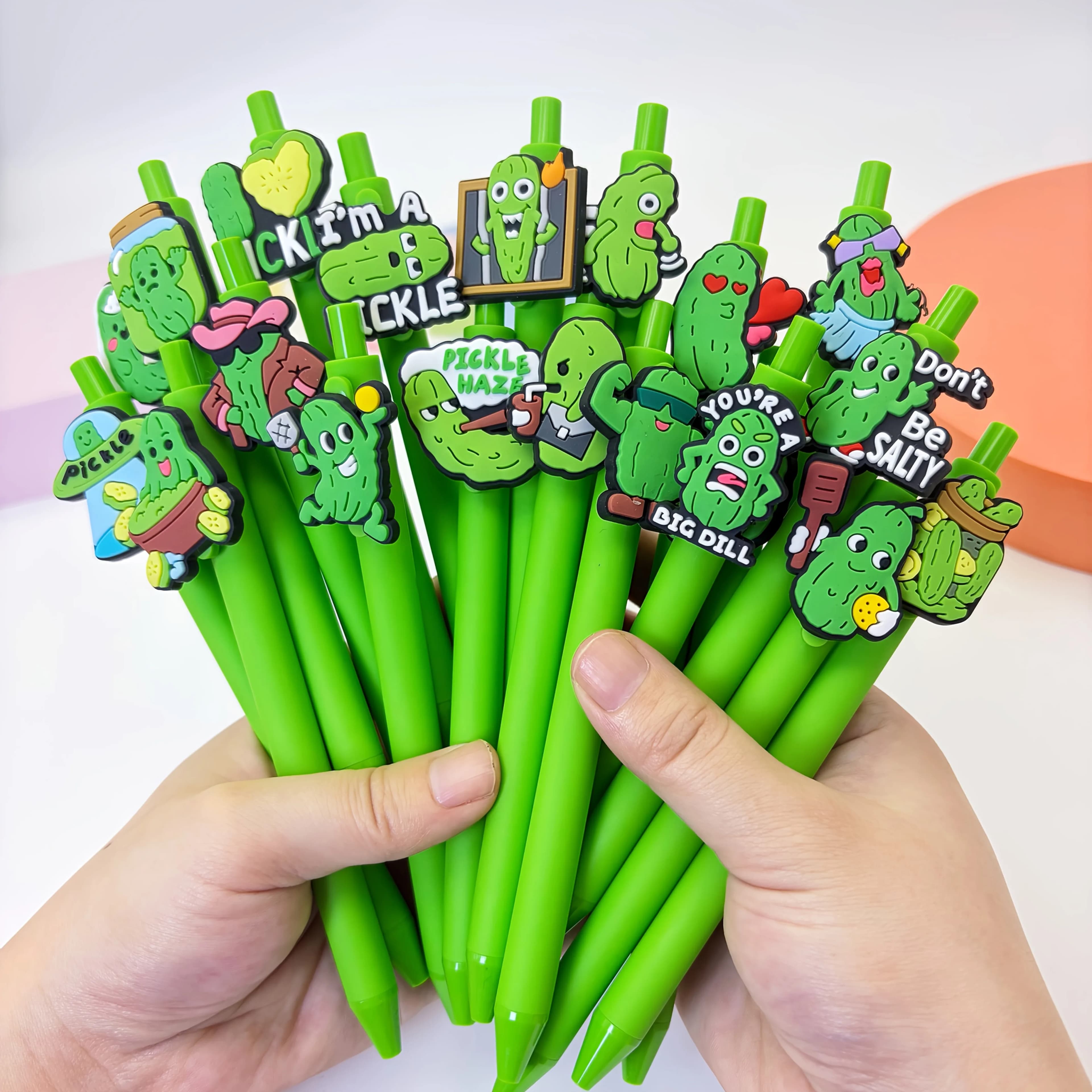 10 Pezzi Penne a Sfera Divertenti a Forma di Cetriolo, Penne Gel Umoristiche a Forma di Cetriolo, Stili Assortiti, Ideali per Scuola, Ufficio e Regali per Feste