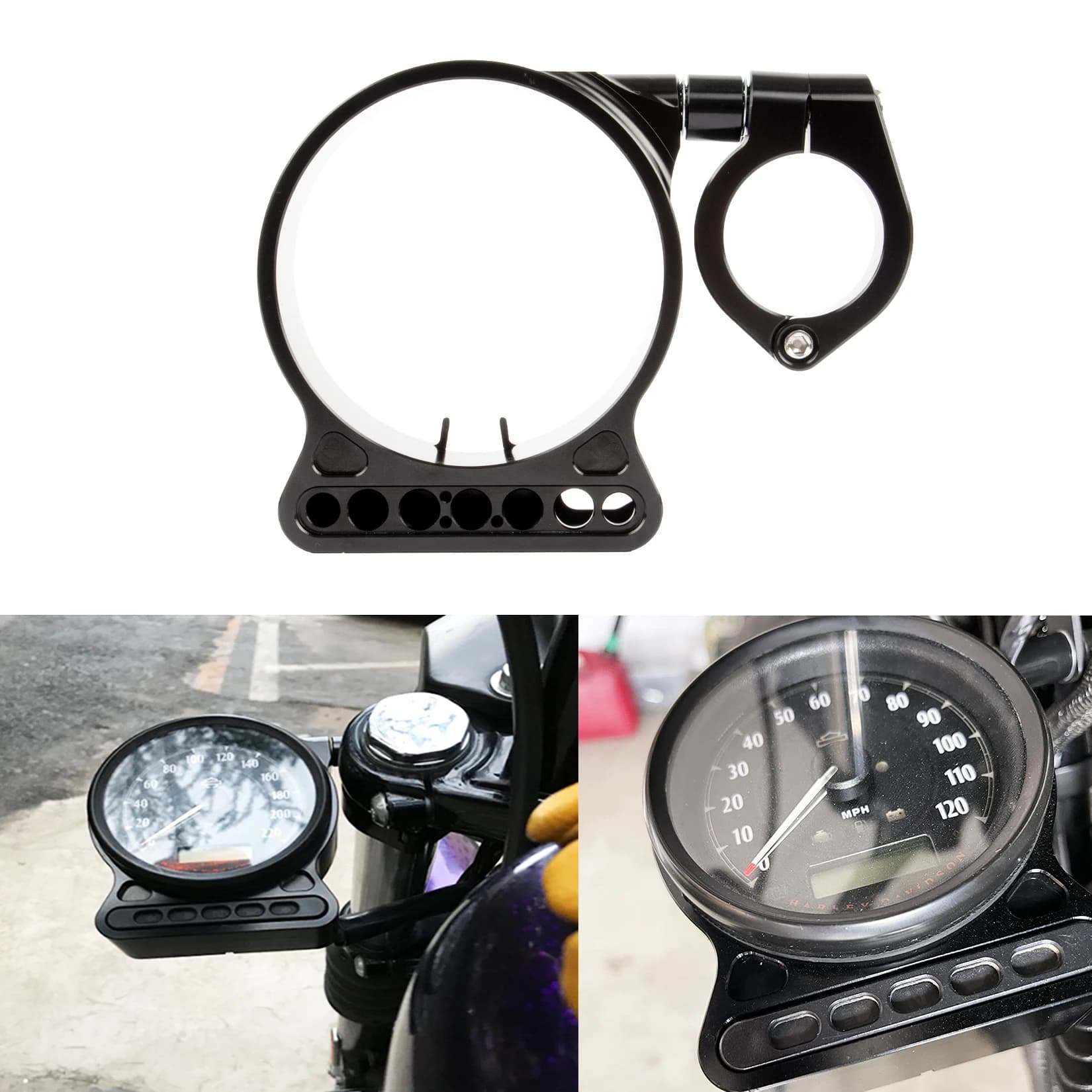 Motorcycle Speedometer Relocation Bracket Cover Side Mount Speedometer Instrument Housing for Harley Sportster 883 XL1200 883