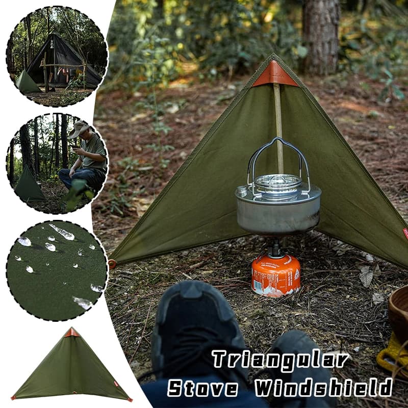 Paravento per Fornello in Cotone TC, Mini Schermo Antivento Triangolare Portatile per Campeggio, Escursionismo e Cucina all'Aperto
