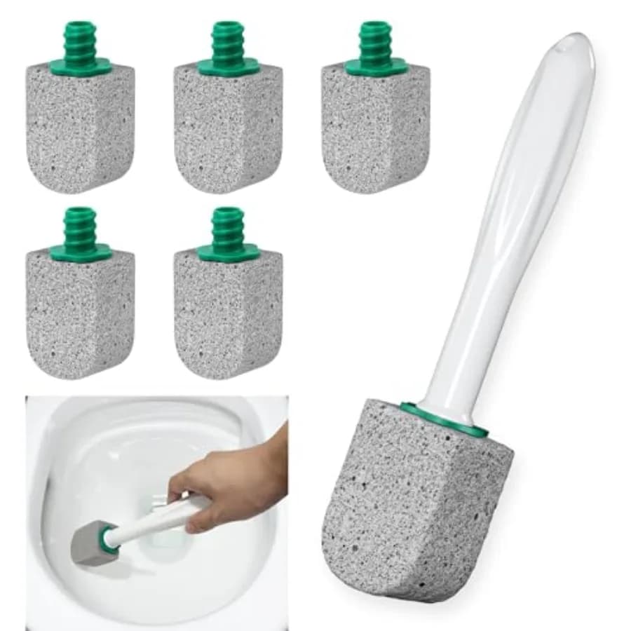 Curated Picks Pumice Stone Toilet Bowl Cleaner, Bathroom Cleaner Brush Toilet Wand Refills with 30CM Long Handle for Remove Har