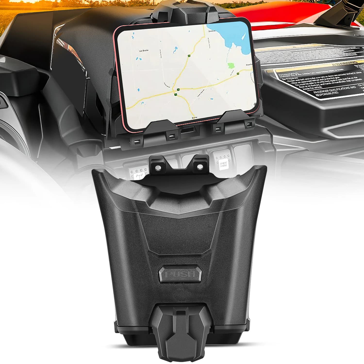 Supporto per Tablet e Telefono Frokom X3 con Vano Portaoggetti da 1 Gallone, Compatibile con Tutti i Modelli Can Am Maverick X3