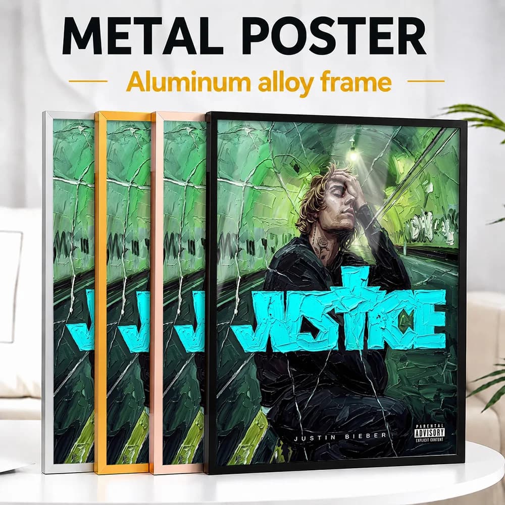 Justice Album Cover Framed Metal Print Customized Recording Tribute Wall Art Perfect Within Music Room As Pop Culture Lovers