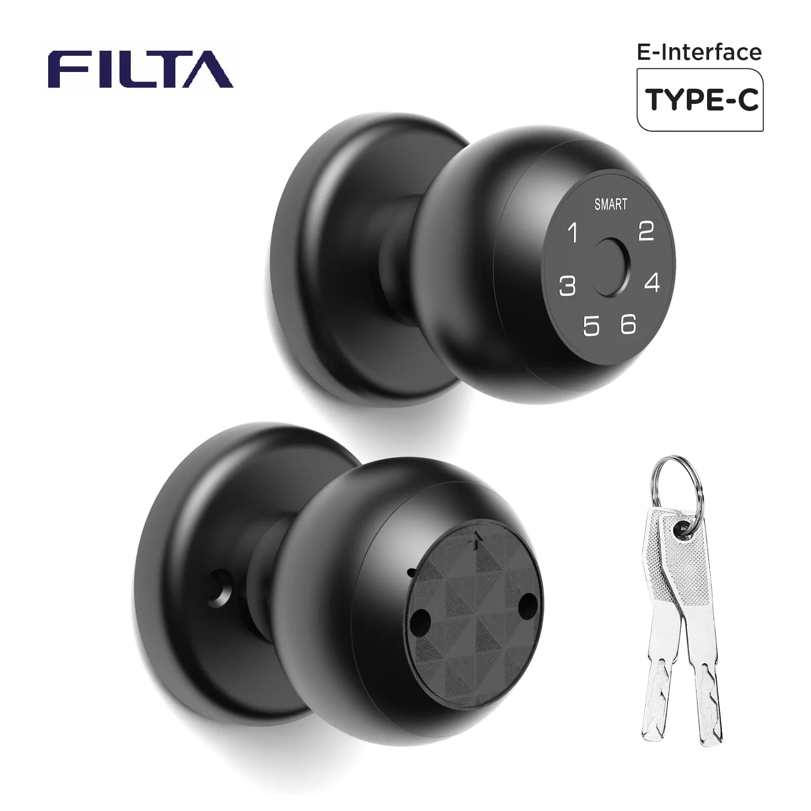 Serratura Intelligente FILTA Senza Chiave con Impronta Digitale, Codice e Controllo APP, Serratura Elettronica con Tastierino per Porte Interne