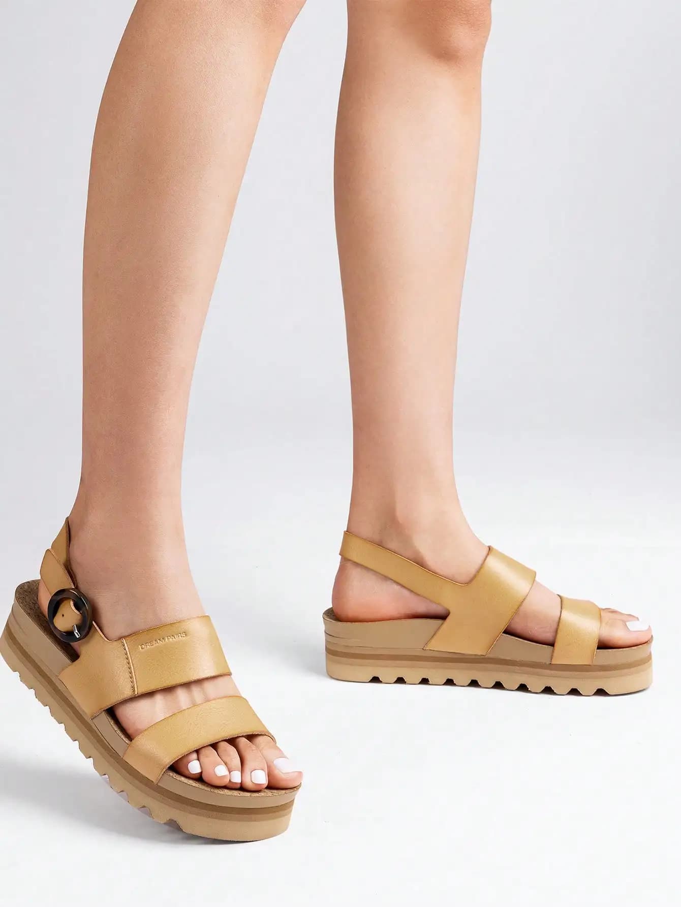Sandali con Zeppa da Donna, Open Toe, con Cinturino alla Caviglia, Supporto Arco Plantare, Comodi per l'Estate e la Spiaggia