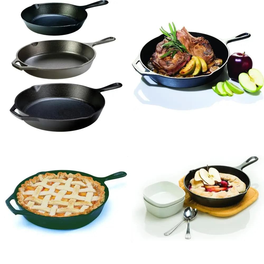 Set of cast iron pans - 12, 10,25, and 8 sets of 3 pans, sauces for cooking