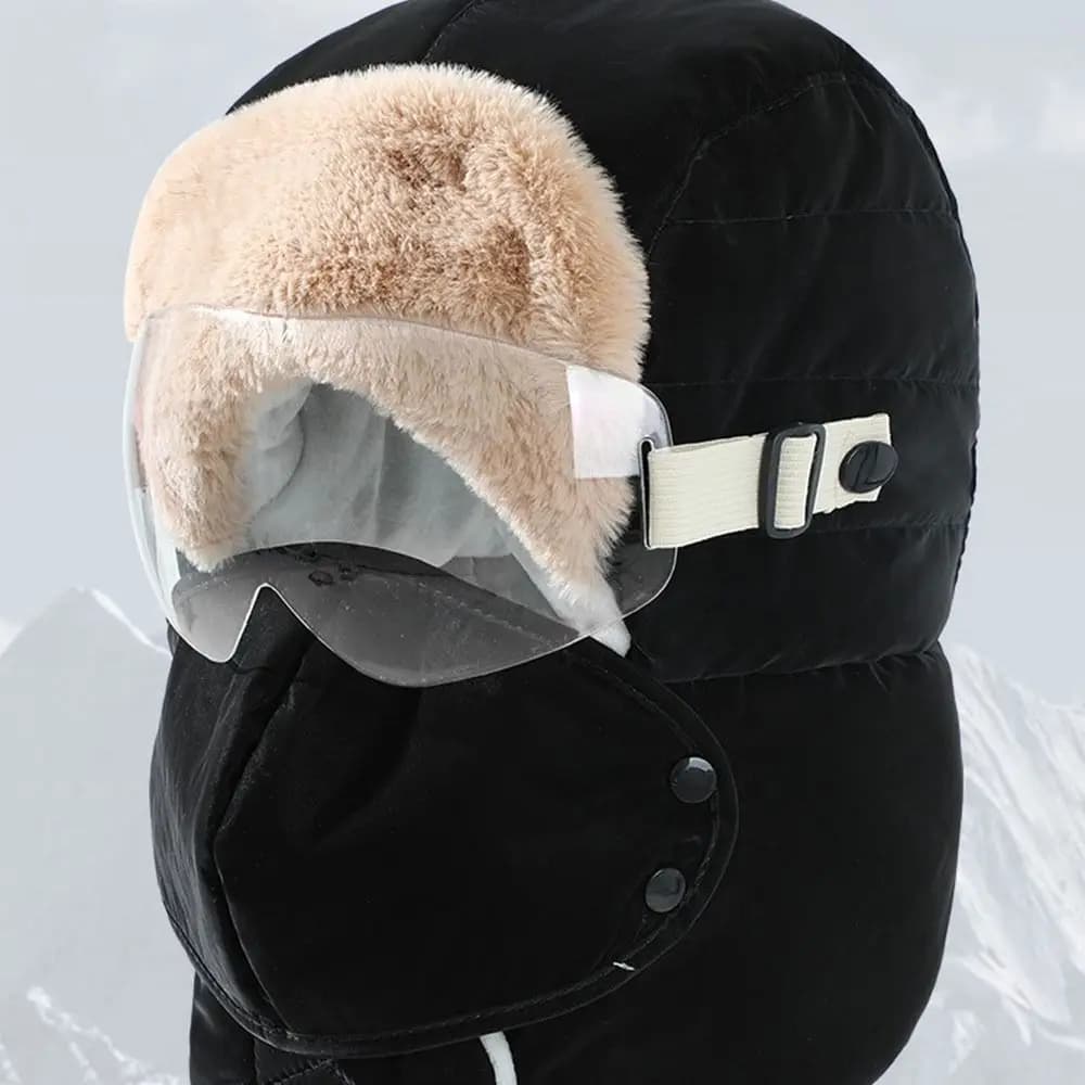 Cappello Invernale Antivento con Maschera e Occhiali, Protezione dal Freddo, Cappello Lei Feng con Copricollo, Cappello da Sci Caldo Stile Russo