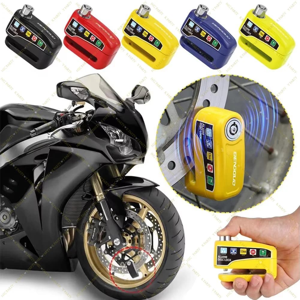 Scooter Safety Lock Motorcycle Bicycle Waterproof Anti-Theft Aluminum 110dB Alarm Lock Wheel Disc Brake Alloy Safety Moto Tool