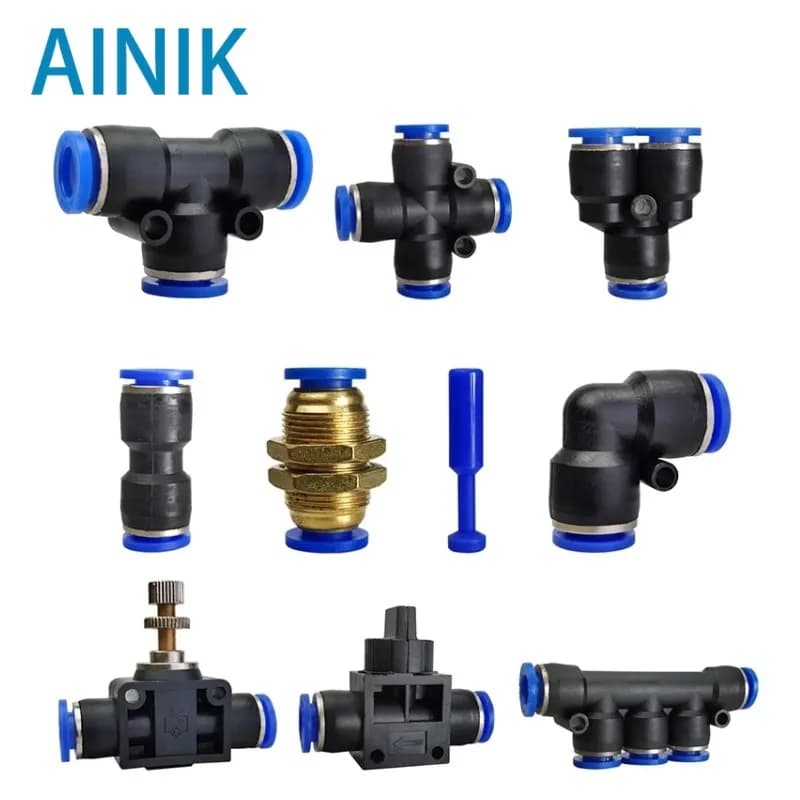 1PCS Pneumatic Pipe Connector Air Pipe Fast Fittings Water Push In Cutting Tube 4mm 6mm 8mm 10mm 12mm 14mm PU PY PK