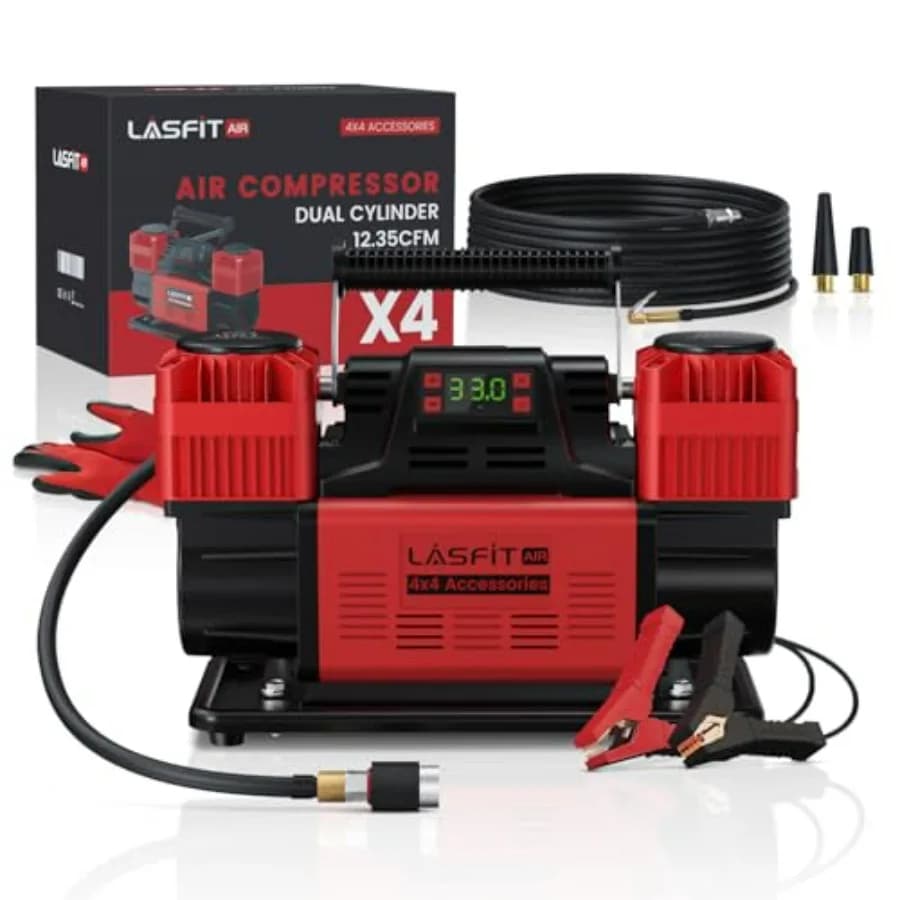 Gonfiatore per pneumatici con compressore d'aria portatile resistente con manometro digitale per veicoli 4x4 camion camper pompa d'aria fuoristrada doppia