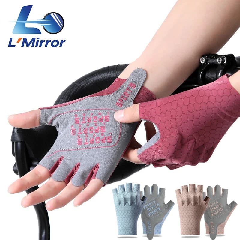 L ● Guanti da Ciclismo a Mezzo Dito con Chiusura Rapida, Guanti Traspiranti Antiscivolo per Bici, Palestra, Fitness e Sport all'Aperto