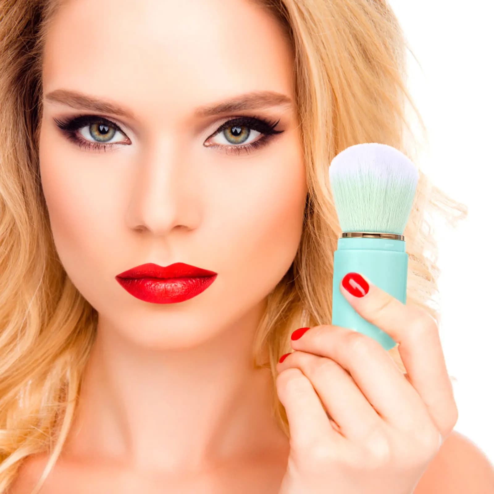 Set Professionale di Pennelli per Trucco in Fibra Sintetica con Custodia Portatile, Strumenti per il Trucco da Viaggio per Donne