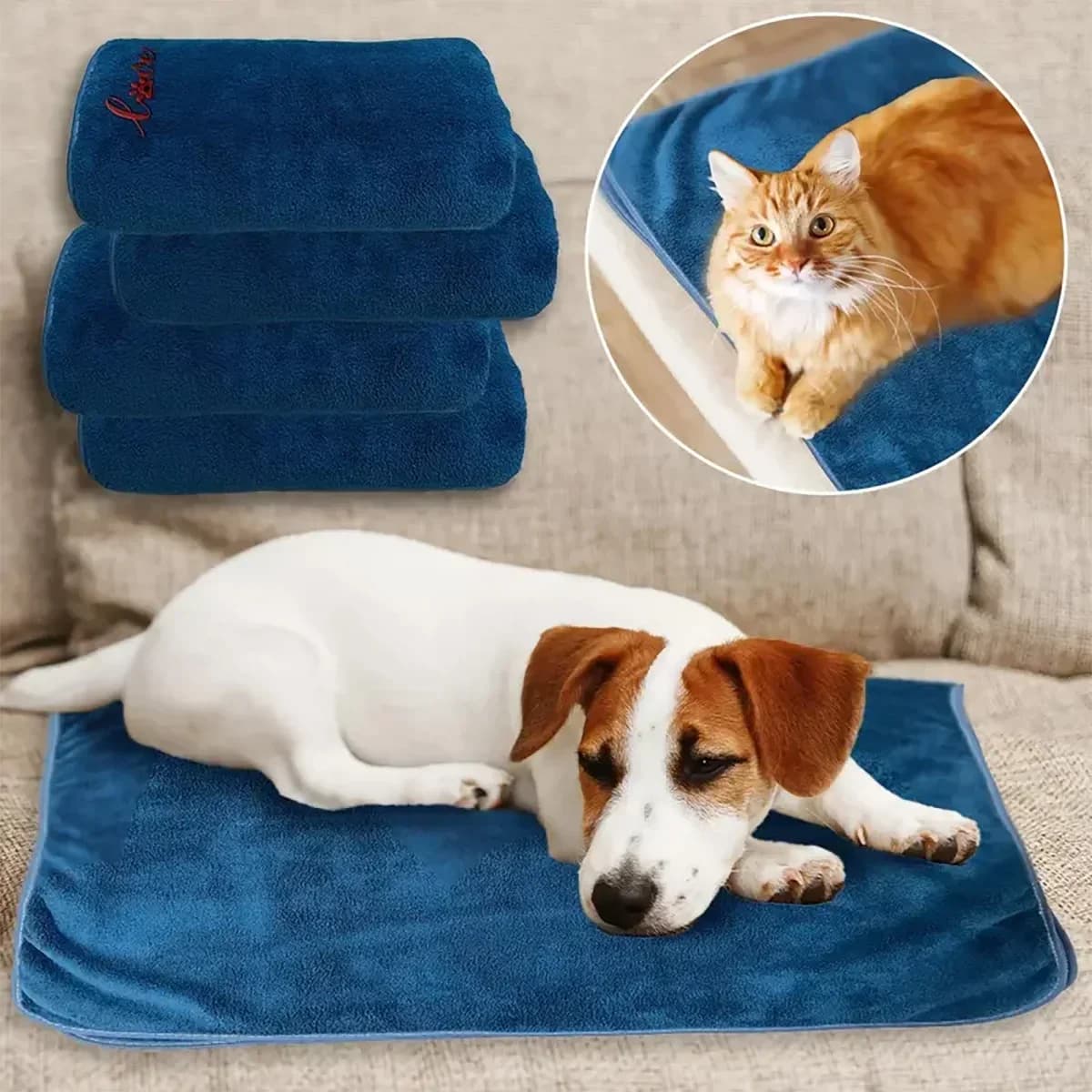 1/2/4 Towels Fast drying for Dogs and Cats, Soft Fiber Towels, Domestic Animal Bathrobe, Practical Cleaning Towel, Animal Accessories