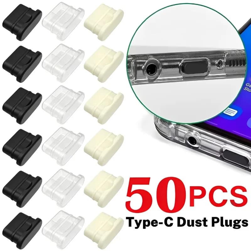 5/50 Pezzi Tappi Antipolvere in Silicone Tipo C per Porta di Ricarica USB C, Protezione Antipolvere per iPhone 17 15 16 Samsung Galaxy S26