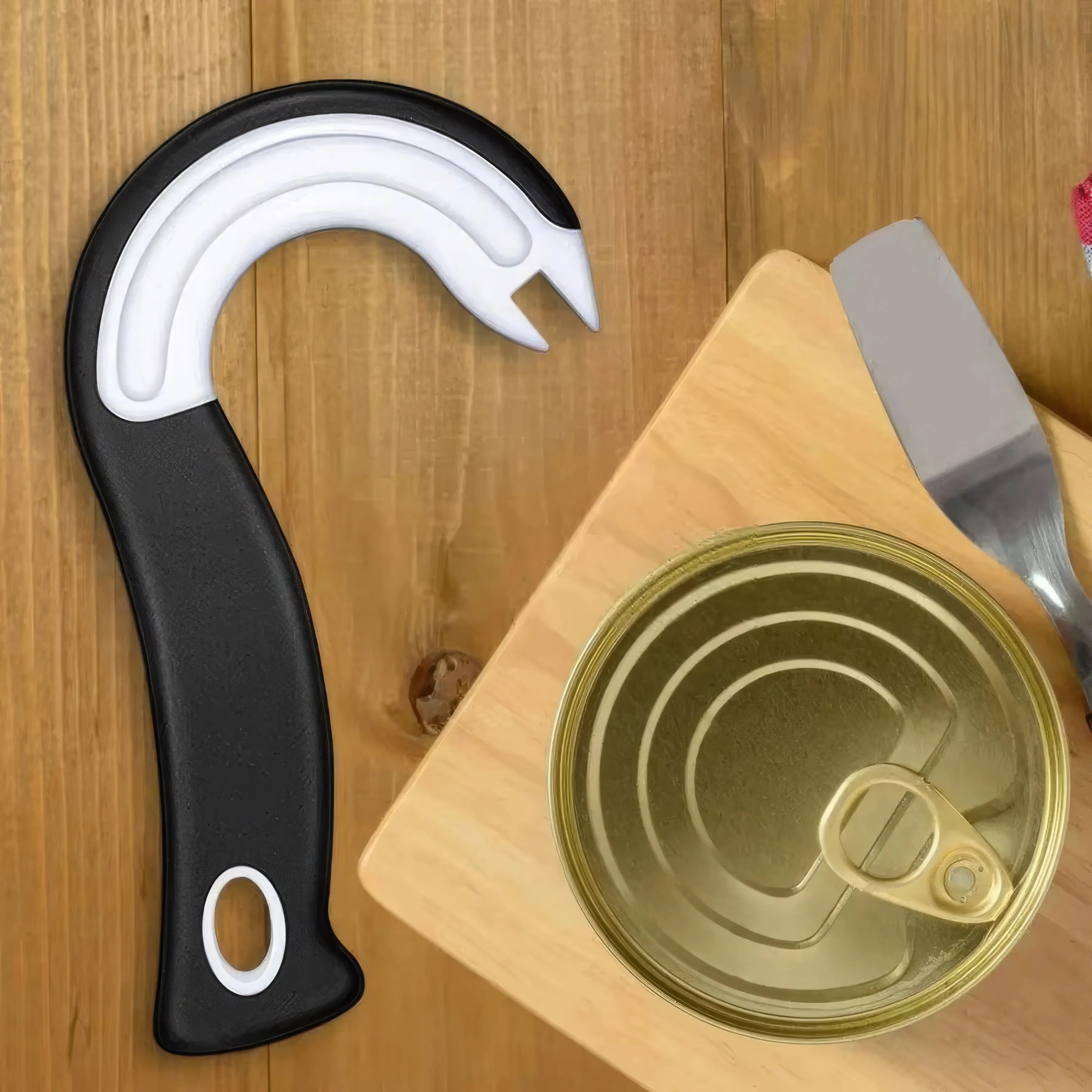 Apriscatole a Gancio 1/2 Nero, Costruzione in Plastica Resistente, Essenziale per Ristoranti, Utensile da Cucina Moderno, Apriscatole di Marca
