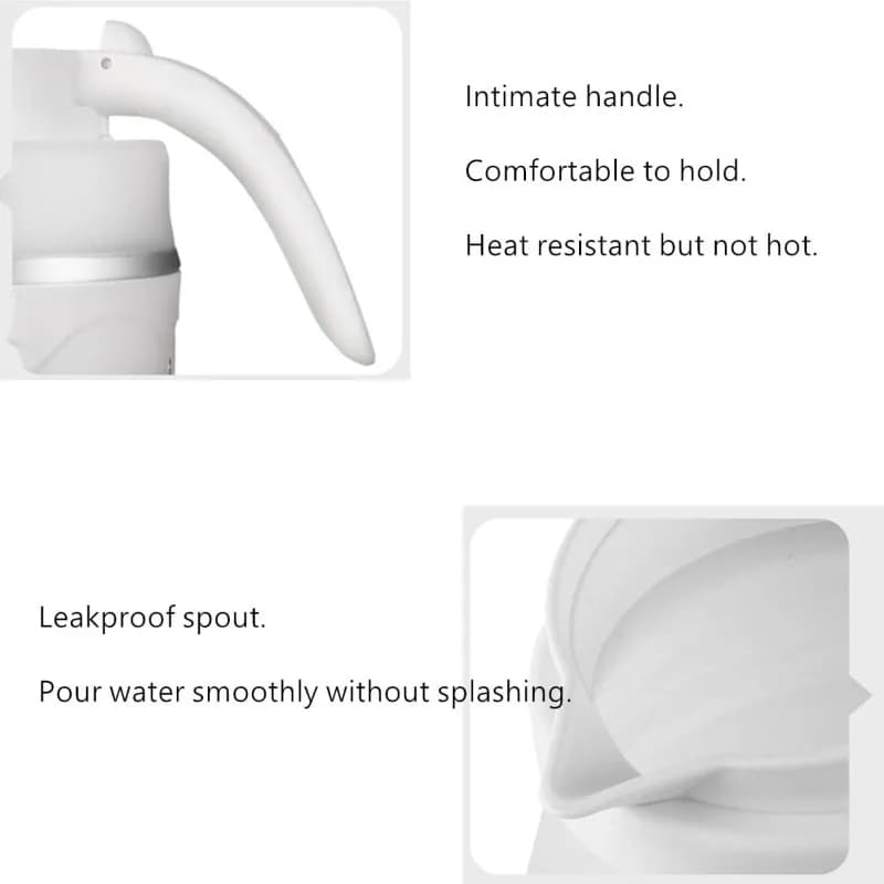 Travel Kettle Electric Foldable Portable Design With Separable Power Cord 220V EU Plug- Ideal For Camping& Easy For Storage