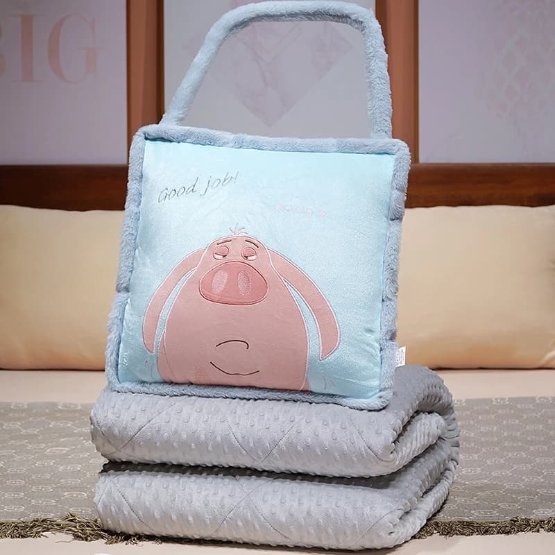 Cuscino per adulti, decorazione per la casa, supporto lombare, cuscino decorativo in tessuto, coperta rinfrescante a forma di maiale e coperta-cuscino in peluche ispessita