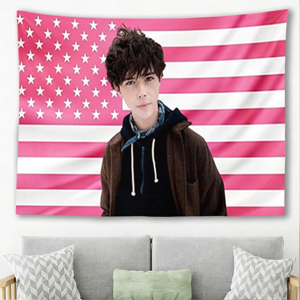 Jack Wolfe Pink American Flag Tapestry Actor Portrait Wall Hanging Dorm Bedroom Decor Fan Banner