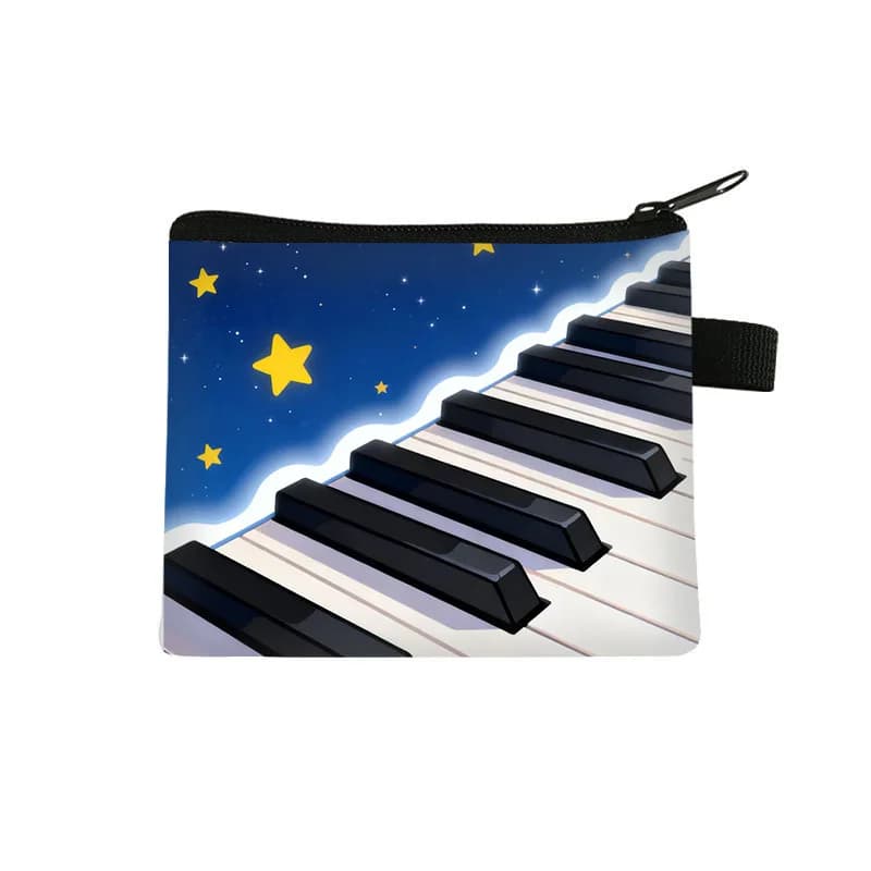Portamonete per bambini a forma di pianoforte musicale, mini borsa, custodia per chiavi e monete, portafoglio in poliestere con simpatici cartoni animati, portafoglio da uomo, portafogli da donna, portacarte