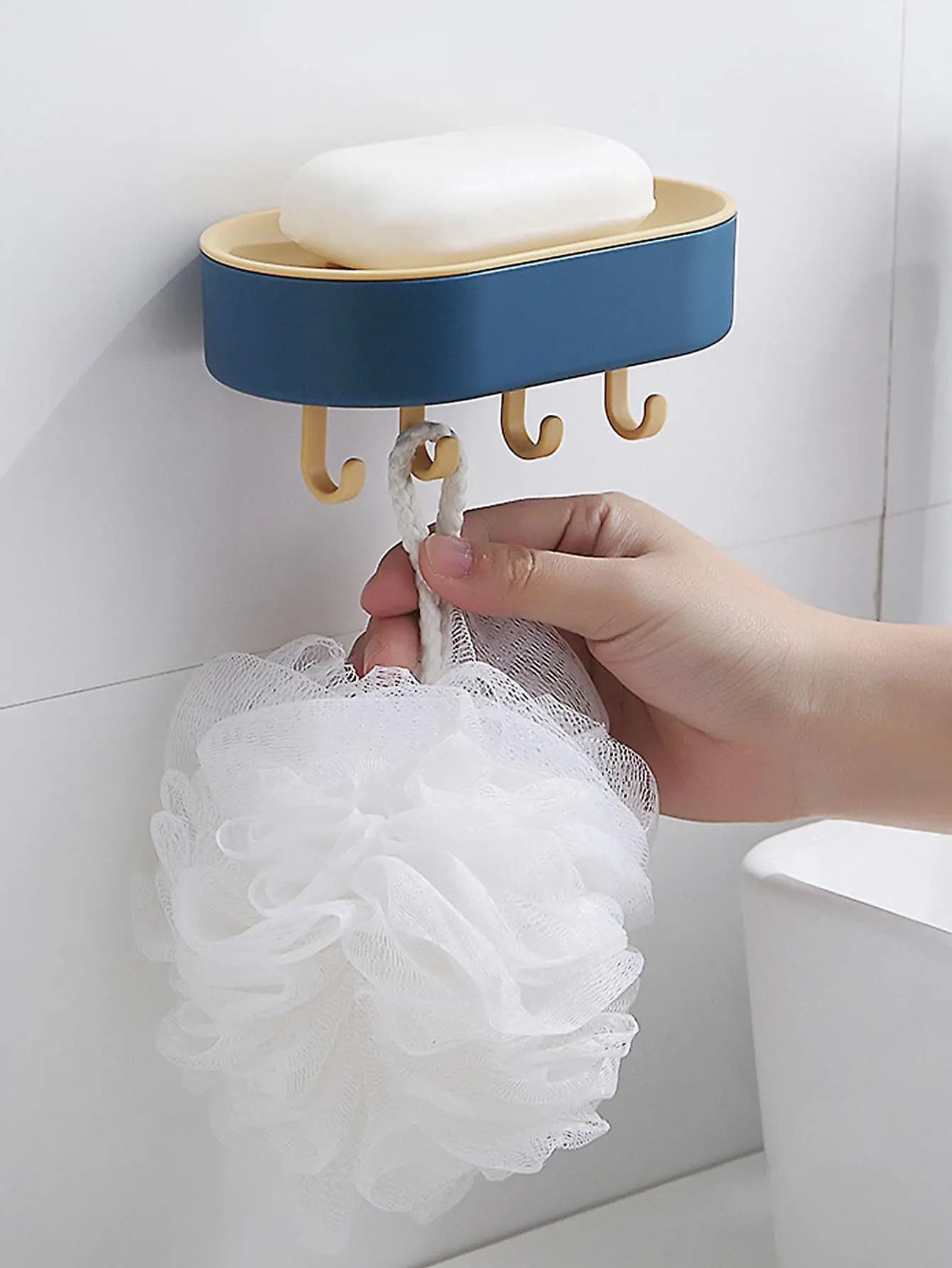 1PC-Scatola di sapone multifunzione con ganci nel bagno Creativo drenante Sapone Rack di stoccaggio Punch Ventosa gratuita Personalizzato Carino H