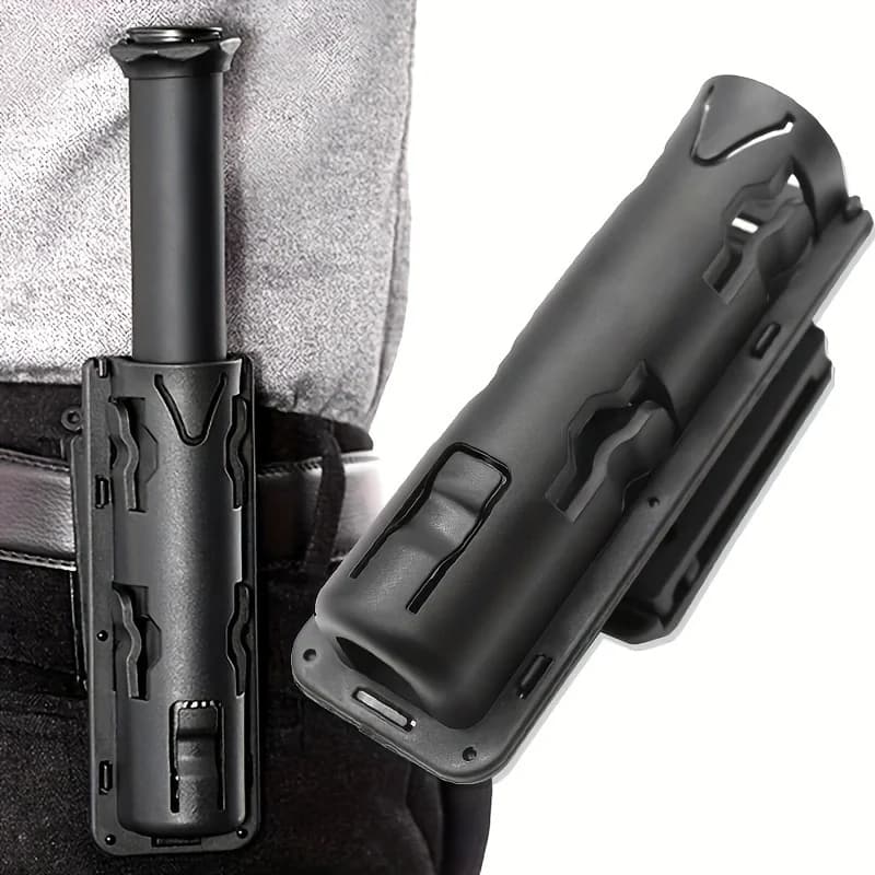 Porta manganelli girevole a 360 gradi Custodia telescopica Fondine espandibili Borsa in ABS retrattile per cintura da servizio Porta manganelli neri