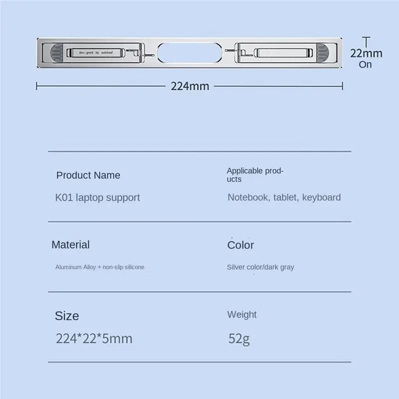 OK Aluminum Vertical Laptop Stand for MacBook Air Pro Adjustable Holder Riser Foldable Portable Notebook Stand Silver