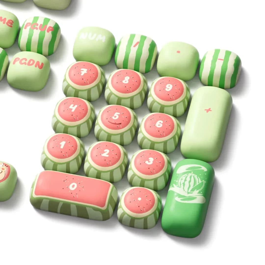 1PC/138PCS Set di tasti Copritasti MOG Altezza Anguria Tema Copritasti Tastiera meccanica Carino Accessori per giochi per PC Copritasti regalo per ragazza