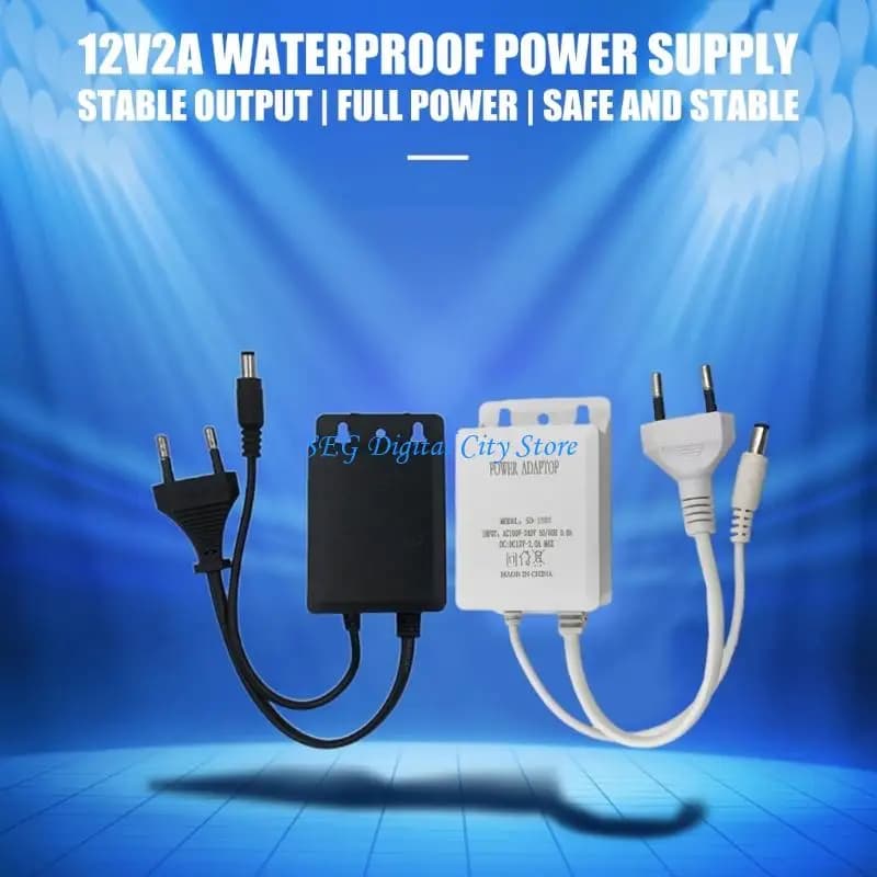 Adattatore alimentazione da esterno U75B DC12V 2A Impermeabile antipolvere con ingresso AC100 240V Alimentatore facile