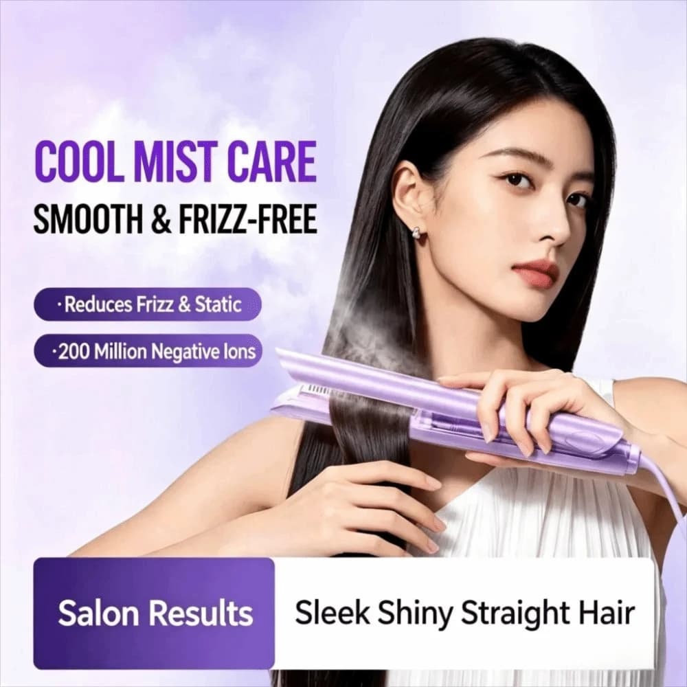 Ice Sensation Water Mist Cold Mist Hair Straightener Red Light Heating Water Molecule Repair Steam Hair Straightener for US