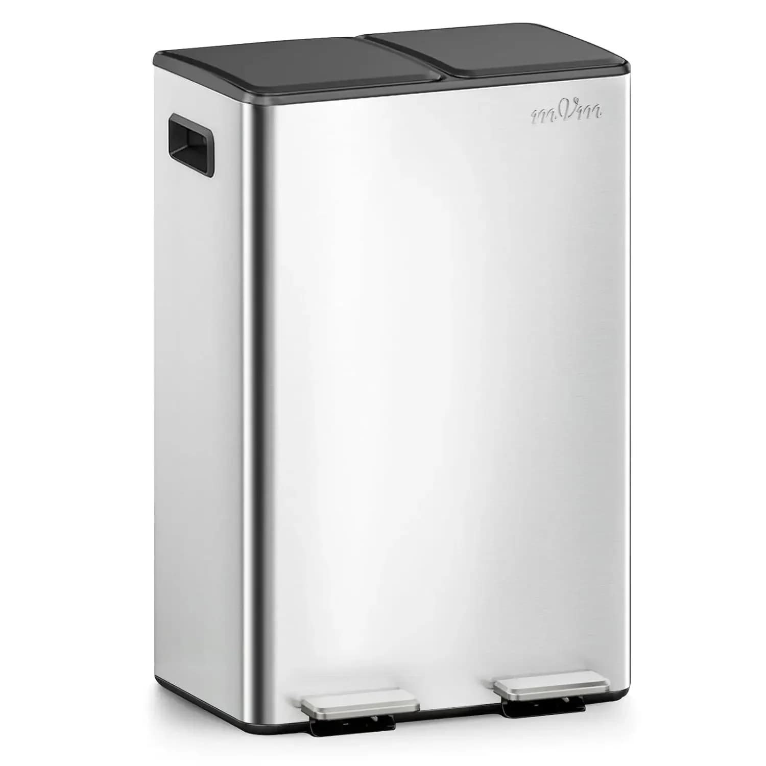 Bidone della Spazzatura in Acciaio Inox a Doppio Scomparto da 16 Galloni, Contenitore Multiuso per Cucina, Casa e Ufficio, Personalizzabile