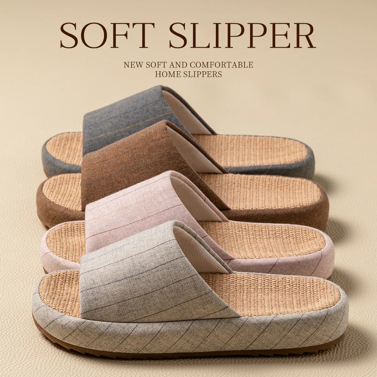 Pantofole in cotone e lino per donna uomo autunno inverno scarpe da pavimento per la casa suola spessa tessuto traspirante antiscivolo coppie scivoli da interno