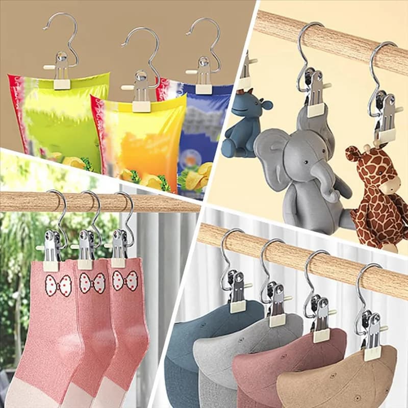 CYCLI-12 PCS Hanger Hooks Clips for Durable Stainless Steel Travel Clothes for Laundry, Wardrobe, Socks, Dry Clothes